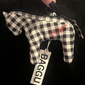 NEW! BAGGU horse charm in gingham black and white & embroidered logo NWT